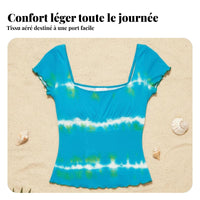 Handmade Tie-Dye Collection, Women's Short Sleeve T-Shirt, Split Maxi Skirt
