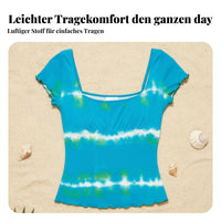 Handmade Tie-Dye Collection, Women's Short Sleeve T-Shirt, Split Maxi Skirt