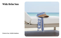 Women's Sun Hat, Chinese Porcelain Design, Navy & Cream, Stylish, Premium Look, Beach Holiday