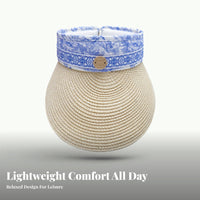 Women's Sun Hat, Chinese Porcelain Design, Navy & Cream, Stylish, Premium Look, Beach Holiday