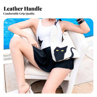 Cat Series Beach Bag, Detachable Strap, Cream, Holiday, 2025