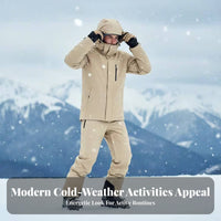 Winter Ski Apparel for Men and Women, Snowboarding Suit Set, Hooded Jacket, Ski Bibs