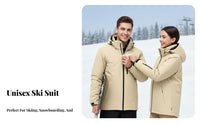 Winter Ski Apparel for Men and Women, Snowboarding Suit Set, Hooded Jacket, Ski Bibs