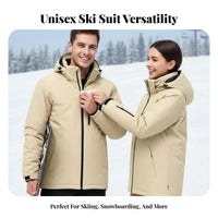 Winter Ski Apparel for Men and Women, Snowboarding Suit Set, Hooded Jacket, Ski Bibs