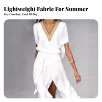 Lace V-Neck Dress, Summer Relaxed, Split Hem, Stylish Women, European
