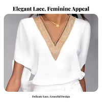 Lace V-Neck Dress, Summer Relaxed, Split Hem, Stylish Women, European