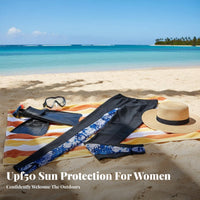 Women's Beach Pants, UPF50 Sun Protection, Water Resistant, Snorkeling, Diving, Botanical/Tie-Dye Print