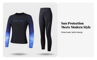 Women's Two-Piece Rash Guard Swimsuit, Sun Protection, Long Sleeve & Pants, Modest Beachwear, Diving