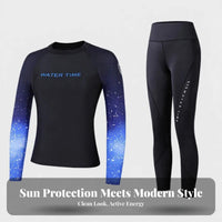 Women's Two-Piece Rash Guard Swimsuit, Sun Protection, Long Sleeve & Pants, Modest Beachwear, Diving