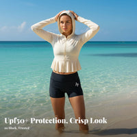 Women's Long Sleeve Rash Guard, Hooded, UPF50+ Sun Protection, Quick Dry, Swimming, Diving