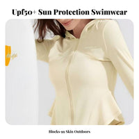 Women's Long Sleeve Rash Guard, Hooded, UPF50+ Sun Protection, Quick Dry, Swimming, Diving