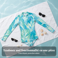 Triangle One-Piece Swimsuit, Plus Size, Long Sleeve, Cute, Modest