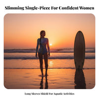 Triangle One-Piece Swimsuit, Plus Size, Long Sleeve, Cute, Modest