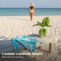Triangle One-Piece Swimsuit, Plus Size, Long Sleeve, Cute, Modest