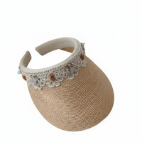 Raffia Visor Hat, Luxury Water Bead Lace Headband, Elegant Women's Holiday Accessory