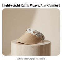 Raffia Visor Hat, Luxury Water Bead Lace Headband, Elegant Women's Holiday Accessory