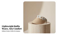 Raffia Visor Hat, Luxury Water Bead Lace Headband, Elegant Women's Holiday Accessory