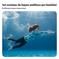 Children's Long Sleeve Swimwear, Sun Protection, Quick Dry