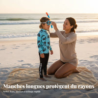 Children's Long Sleeve Swimwear, Sun Protection, Quick Dry