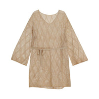 Summer Beach Cover Up, Long Sleeve, Hollow Knit, Sun Protection for Women