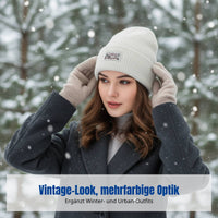 Patriotic Knit Beanie, Double Ply, Women, Warm, Ski, Winter