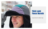 Outdoor Lamb Wool Trapper Hat, Color Block, Ear Protection, Thick, Winter Warmth