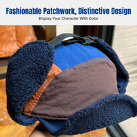 Outdoor Lamb Wool Trapper Hat, Color Block, Ear Protection, Thick, Winter Warmth