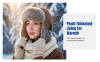 Airman Hat with Earflaps, Unisex Winter Plush Thick Cap, Windproof Outdoor Ski Cycling
