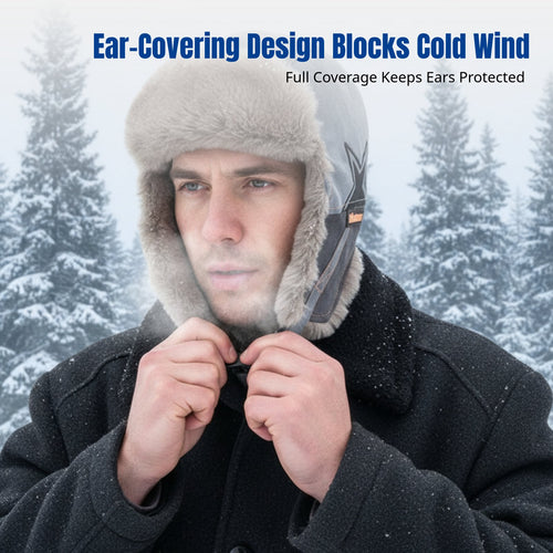 Airman Hat with Earflaps, Unisex Winter Plush Thick Cap, Windproof Outdoor Ski Cycling