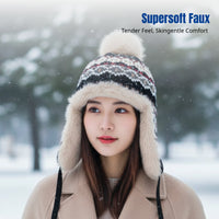 Faux Plush Ushanka, Warm Earflap Hat, Outdoor Winter Cycling Cap