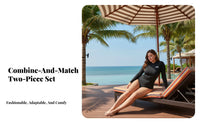 Women's Conservative Swimsuit, Two-Piece, Long Sleeve, Sun Protection, Slimming, fastener, Extended Size