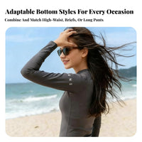 Women Sun Protection Swimsuit, Long Sleeve Rash Guard, Quick Dry, Surfing, Modest Swimwear