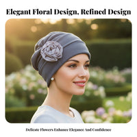 Floral Turban Hat, Silk-like Polyester, Chemo, Wedding, Maternity