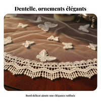 Cream Lace Headscarf, Single Ply, Floral Embellishment Ceremony