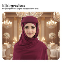 Muslim Headscarf Hat, Solid Color Sponge, Turban with Brooch, Women