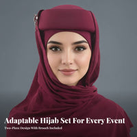Muslim Headscarf Hat, Solid Color Sponge, Turban with Brooch, Women