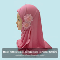 Girls Headscarf, Arab Prayer Hat, Two-Flower, Soft Ice Silk