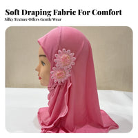 Girls Headscarf, Arab Prayer Hat, Two-Flower, Soft Ice Silk