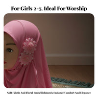 Girls Headscarf, Arab Prayer Hat, Two-Flower, Soft Ice Silk