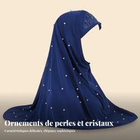 Malaysian Hijab, Crystal Linen, Bead Decor, Prayer Scarf, Women, H016