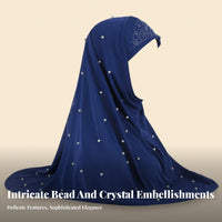 Malaysian Hijab, Crystal Linen, Bead Decor, Prayer Scarf, Women, H016