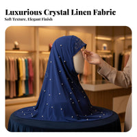 Malaysian Hijab, Crystal Linen, Bead Decor, Prayer Scarf, Women, H016