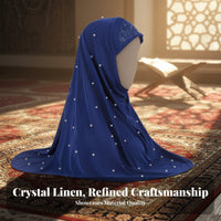 Malaysian Hijab, Crystal Linen, Bead Decor, Prayer Scarf, Women, H016