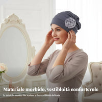 Elegant Turban Hat, Floral Accent, Chemo, Wedding, Women's Headwear