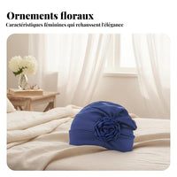Elegant Turban Hat, Floral Accent, Chemo, Wedding, Women's Headwear