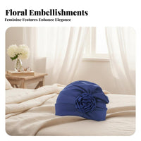 Elegant Turban Hat, Floral Accent, Chemo, Wedding, Women's Headwear