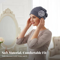 Elegant Turban Hat, Floral Accent, Chemo, Wedding, Women's Headwear