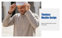 Embroidered Muslim Prayer Cap for Men, Flat Top, Mesh, Saudi Style, Polyester