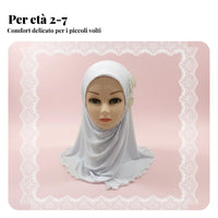 Arab Girls Hijab, Two Flower Prayer Cap, Soft Ice Silk