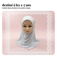 Arab Girls Hijab, Two Flower Prayer Cap, Soft Ice Silk